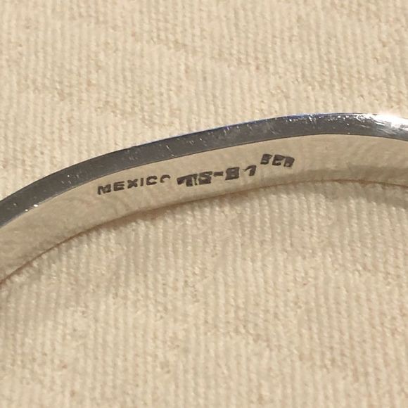 Vintage TAXCO Malachite Sterling Silver Hinged Bangle - Picture 6 of 13